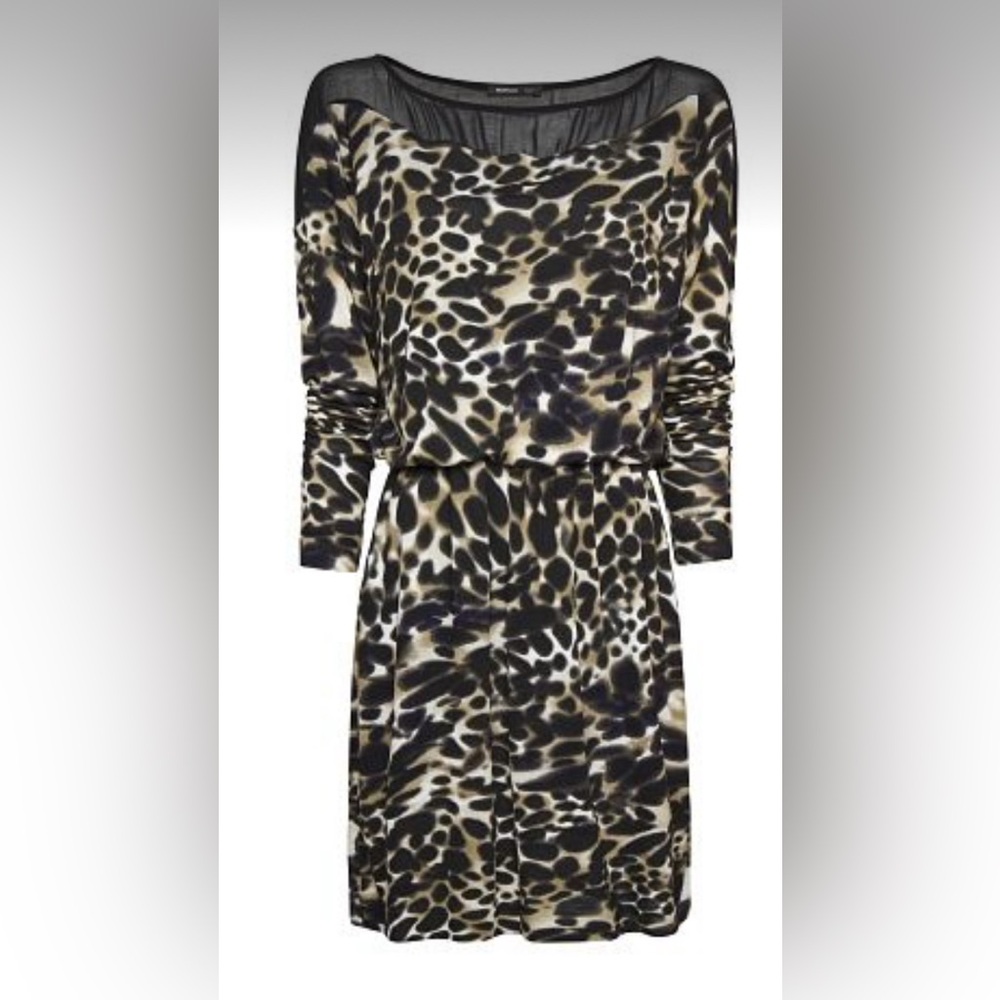 Mango Animal Print Long Sleeve Dress